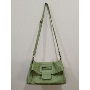 Avorio Green Italian Leather Handbag Envelope Clutch Crossbody Purse